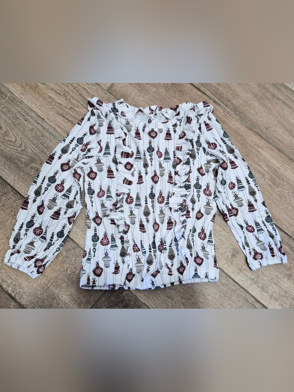 Kate Quinn Vintage Ornaments Ruffle Long Sleeve Top Size 5y